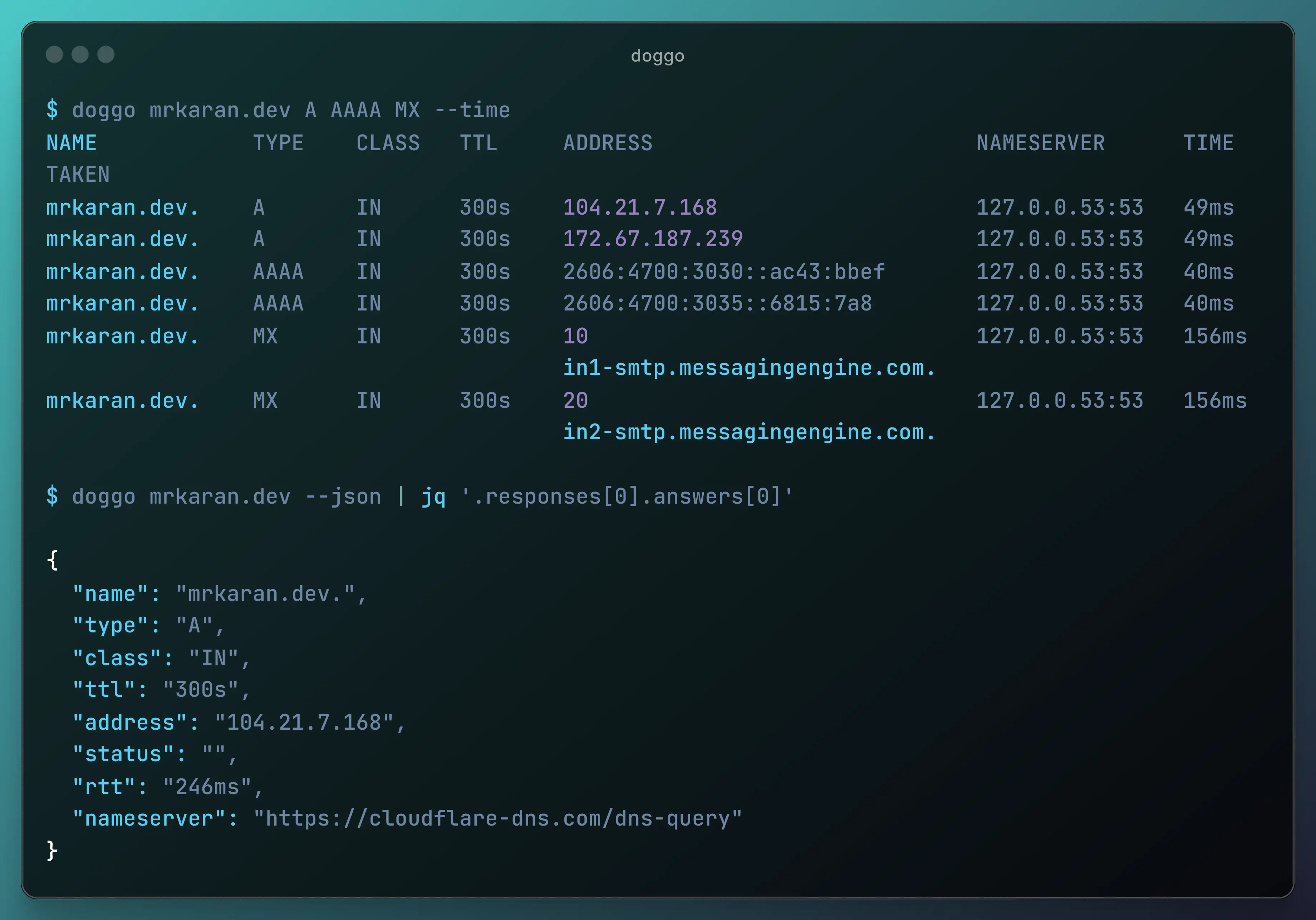 doggo - Command-line DNS client for humans